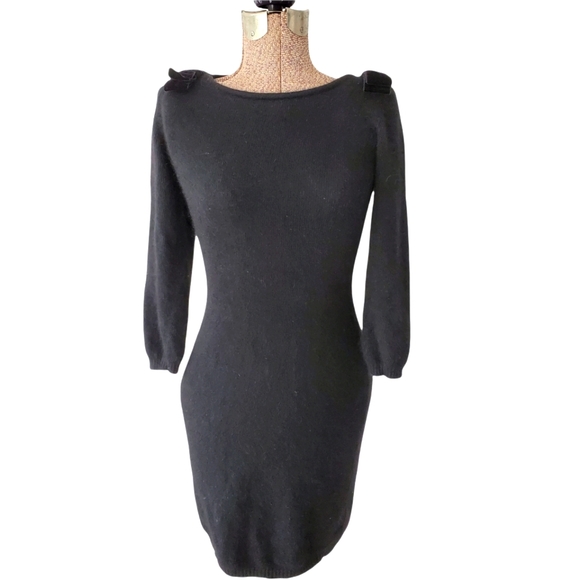 luisa spagnoli Dresses & Skirts - Black angora bodycon knit midi dress